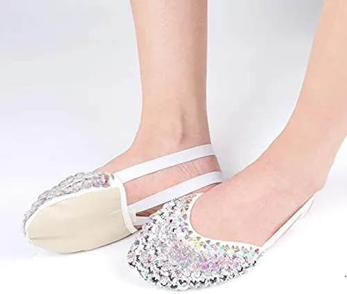 Half Sole Ballet Shoes Socks, Breathable Anti-Slip Half Sole Ballet Slipper with Shiny Sequins Pirouette Dance Shoes, Men Women Girls Ballet Pointe Shoe Socks Pad for Jazz Gymnastic Ballet Dancer