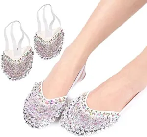 Half Sole Ballet Shoes Socks, Breathable Anti-Slip Half Sole Ballet Slipper with Shiny Sequins Pirouette Dance Shoes, Men Women Girls Ballet Pointe Shoe Socks Pad for Jazz Gymnastic Ballet Dancer