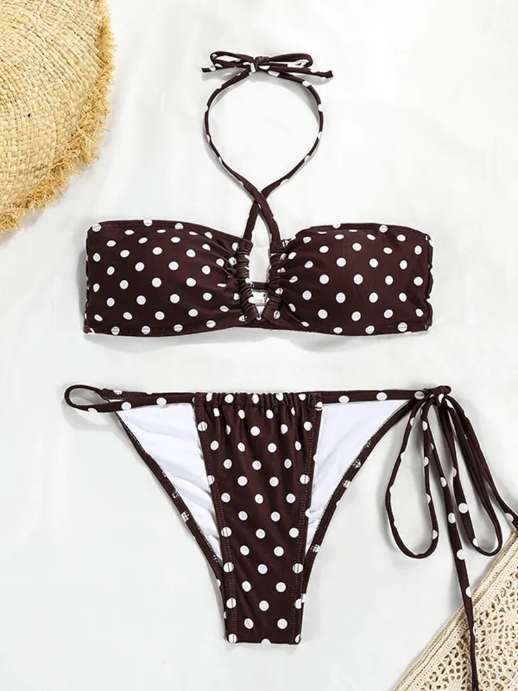 Halter Strappy Bikini Set - Classic and Travel-Ready Swimwear