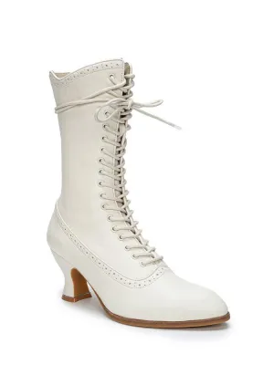Handmade Victorian-Inspired Lace-Up Two-Tone Boots - Regency Era Vintage Heels