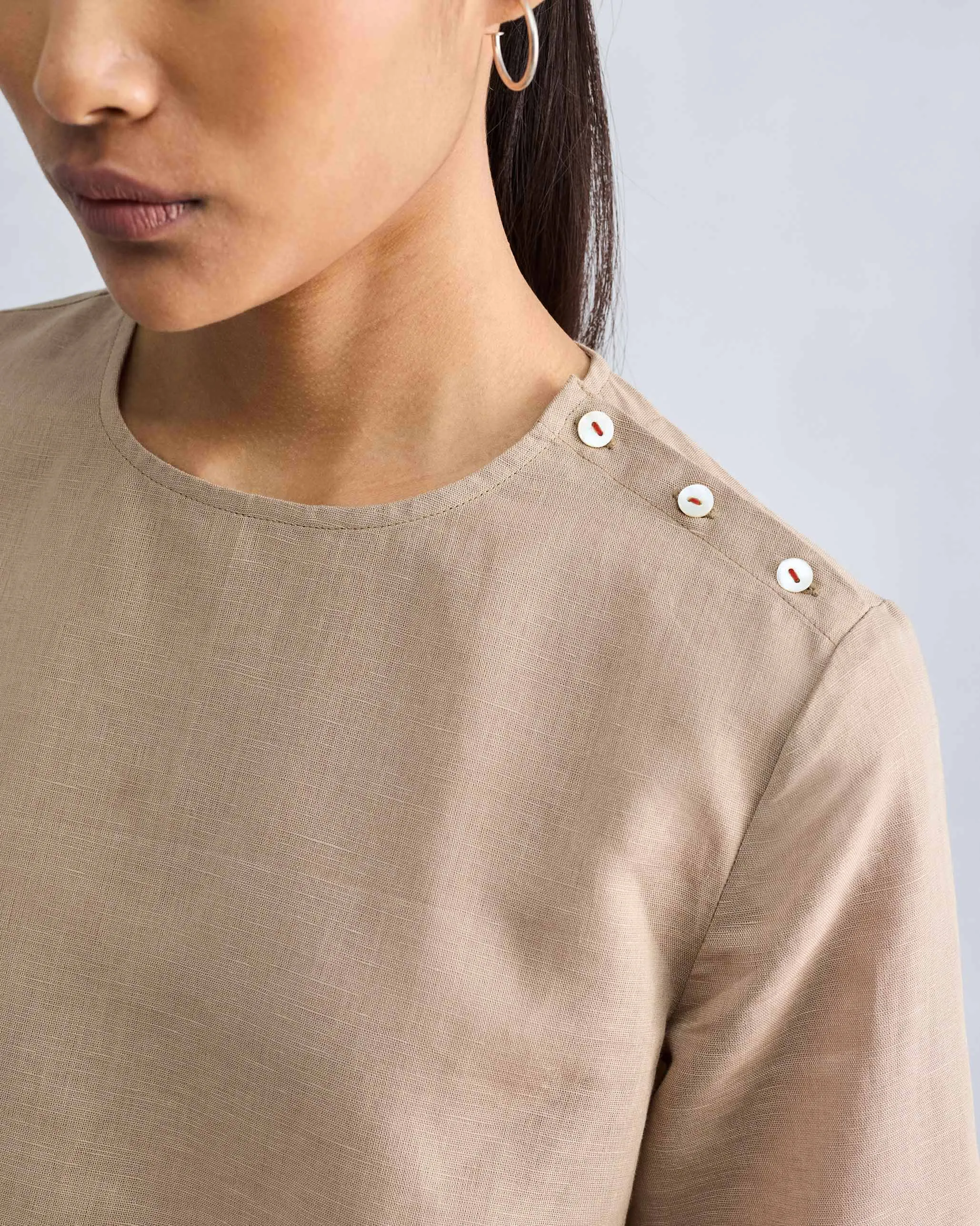 High Slit Top - Beige