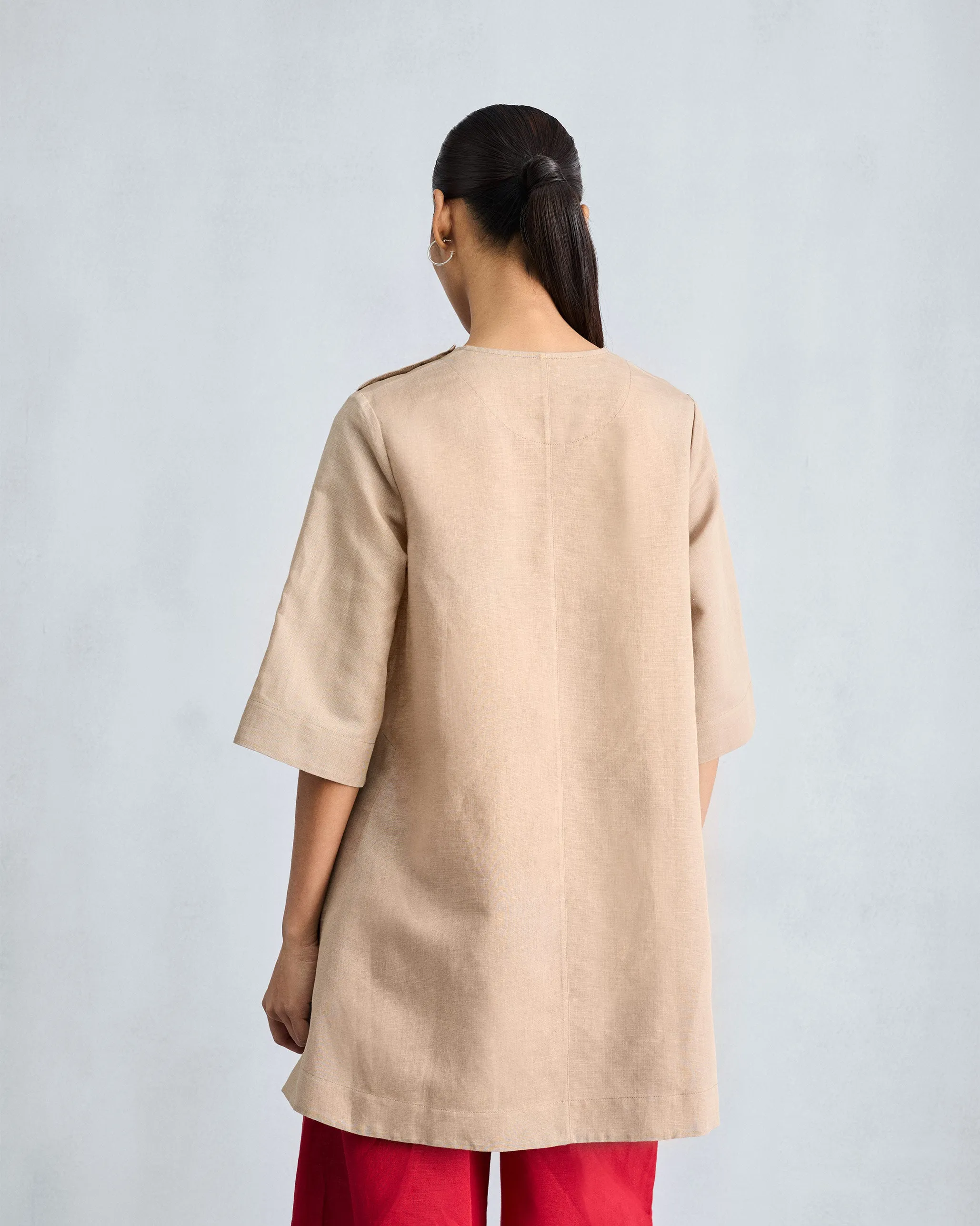 High Slit Top - Beige