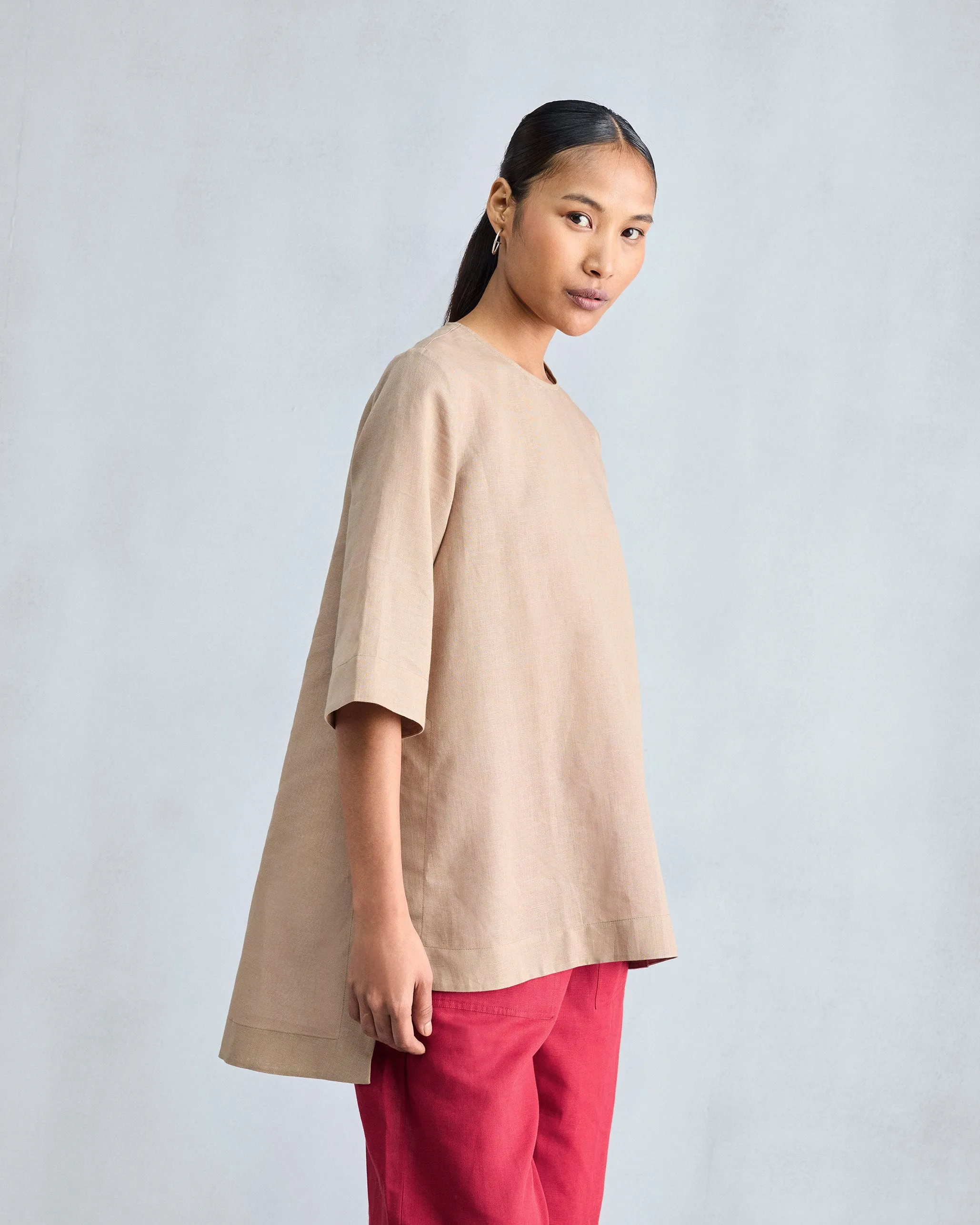 High Slit Top - Beige