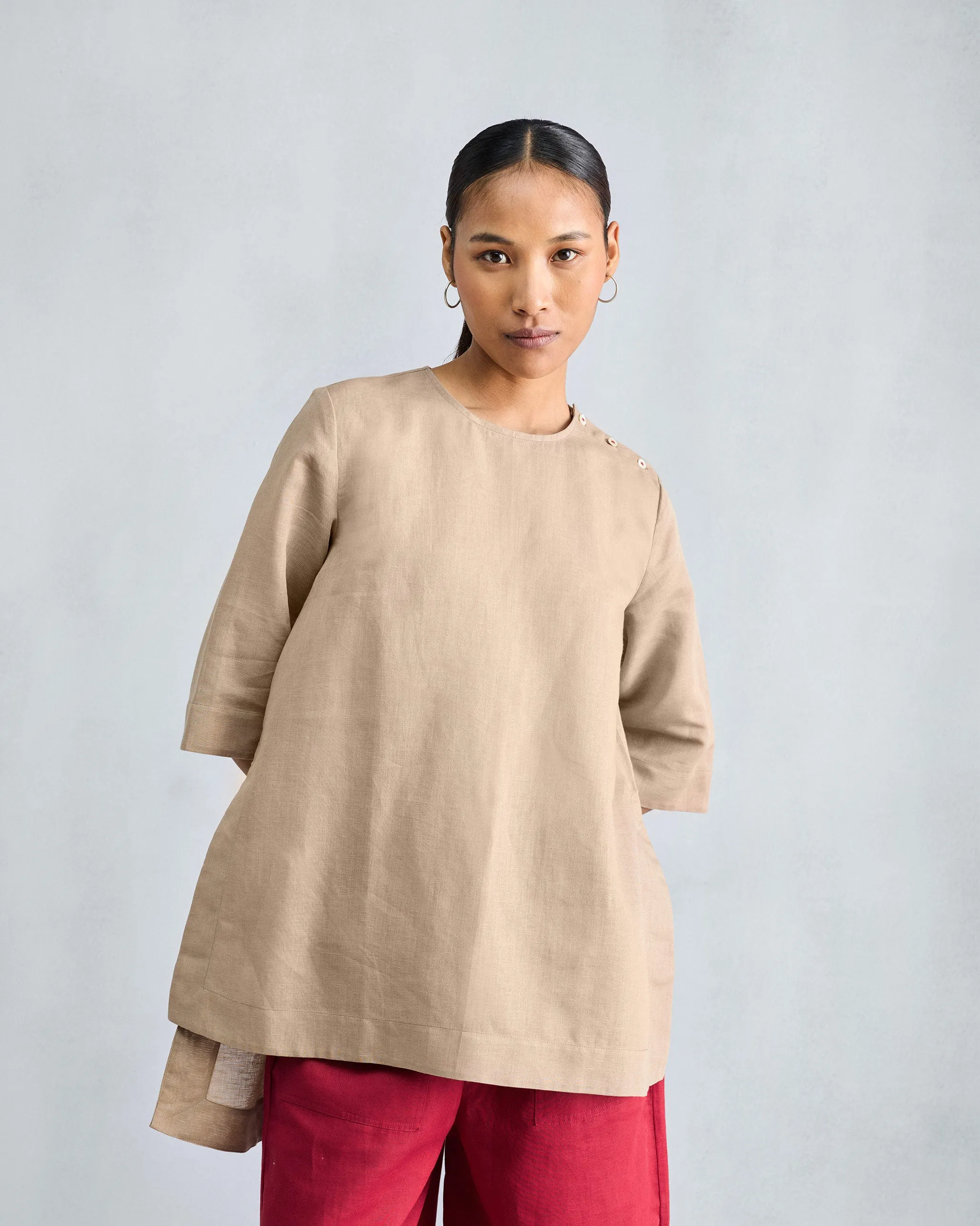 High Slit Top - Beige