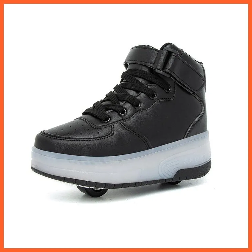 High Top Stylish Led Roller Shoes | Roller High Top Light Up Sneakers For Kids