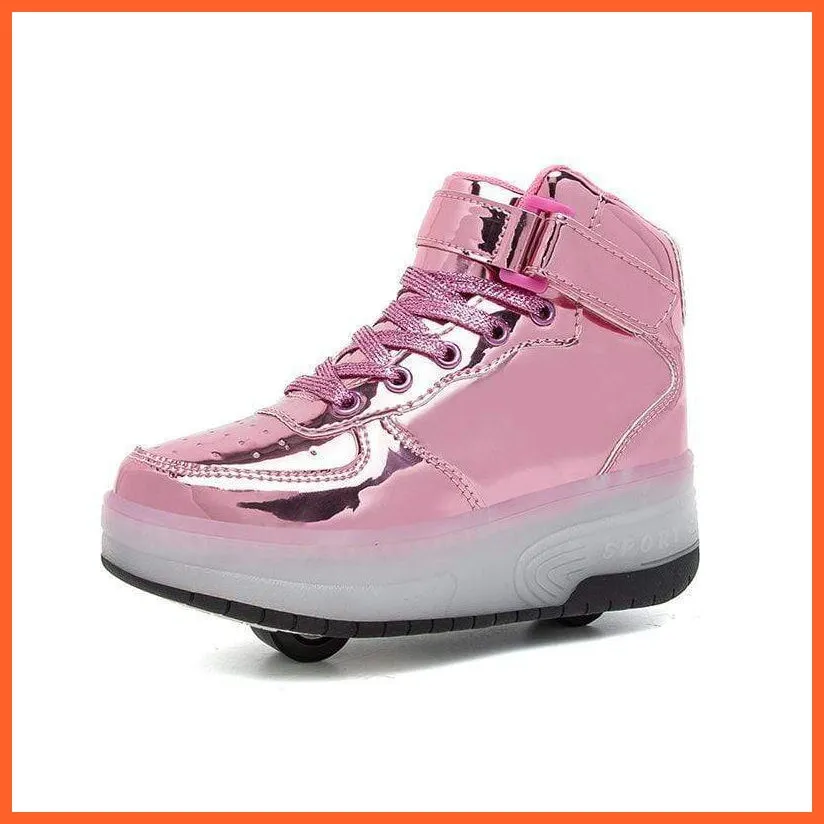 High Top Stylish Led Roller Shoes | Roller High Top Light Up Sneakers For Kids