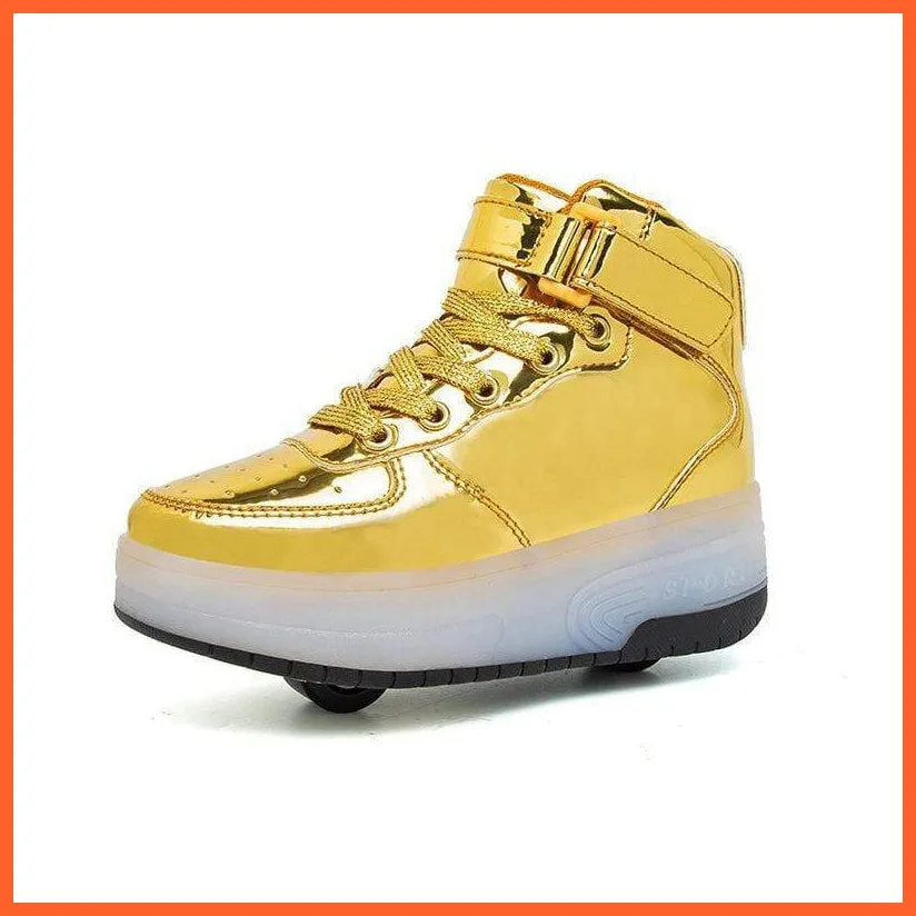High Top Stylish Led Roller Shoes | Roller High Top Light Up Sneakers For Kids
