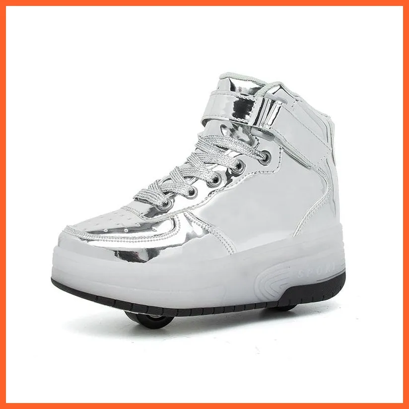 High Top Stylish Led Roller Shoes | Roller High Top Light Up Sneakers For Kids