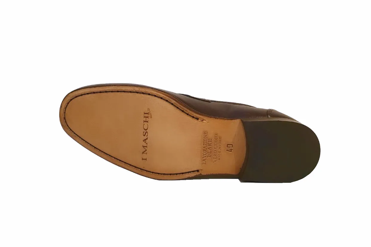 Imaschi Gold 1108 Dark Brown Leather Dacca T.Moro Loafers Slip On Shoes Made In Italy