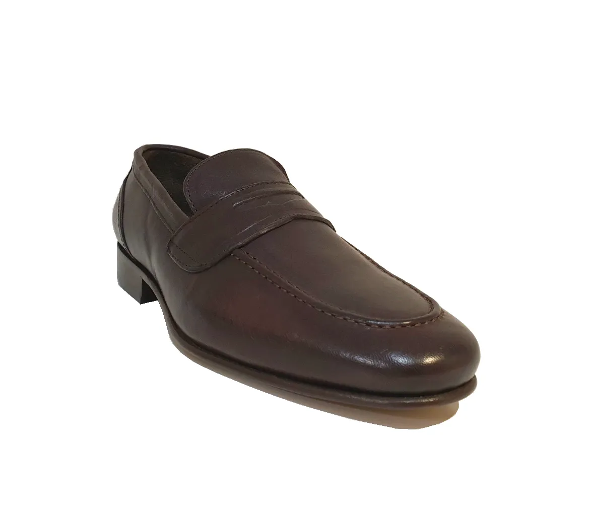 Imaschi Gold 1108 Dark Brown Leather Dacca T.Moro Loafers Slip On Shoes Made In Italy