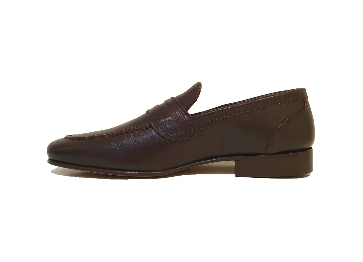Imaschi Gold 1108 Dark Brown Leather Dacca T.Moro Loafers Slip On Shoes Made In Italy