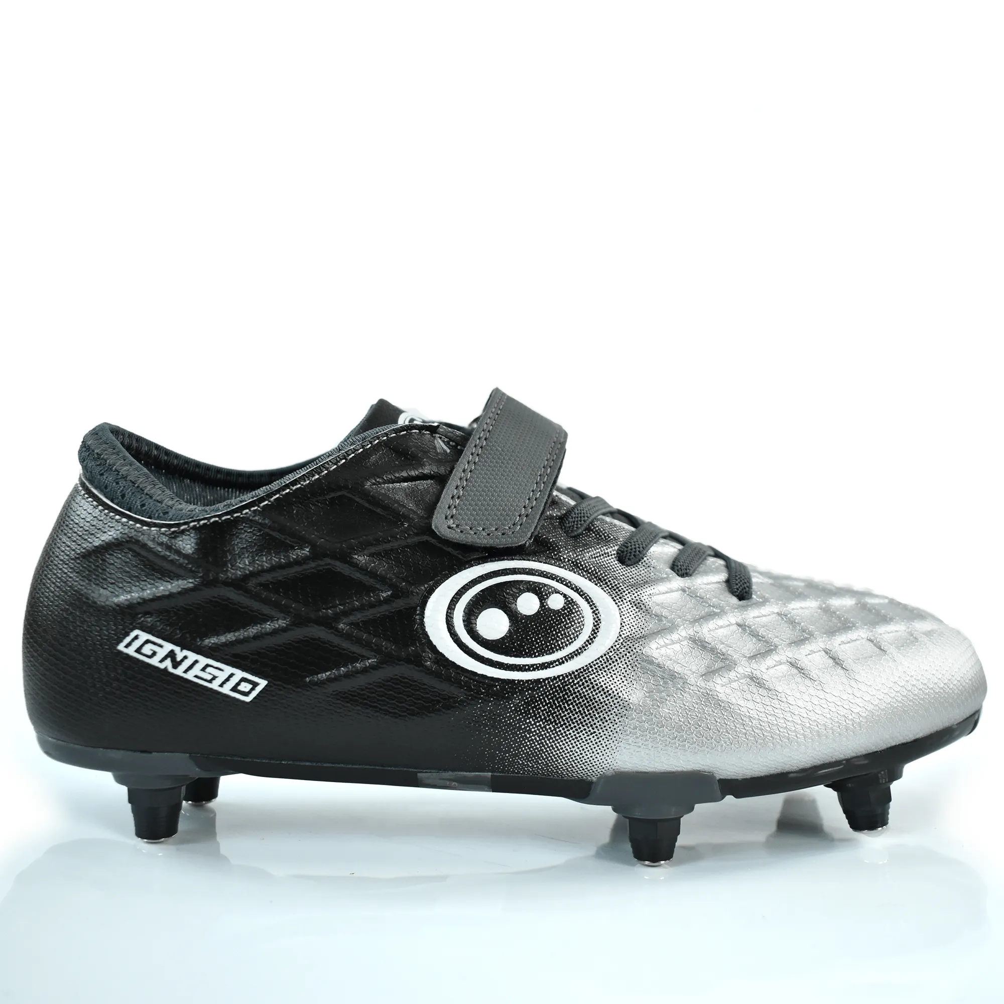 Junior Silver Fade Ignisio Easy Fasten 6 Stud Football Boot