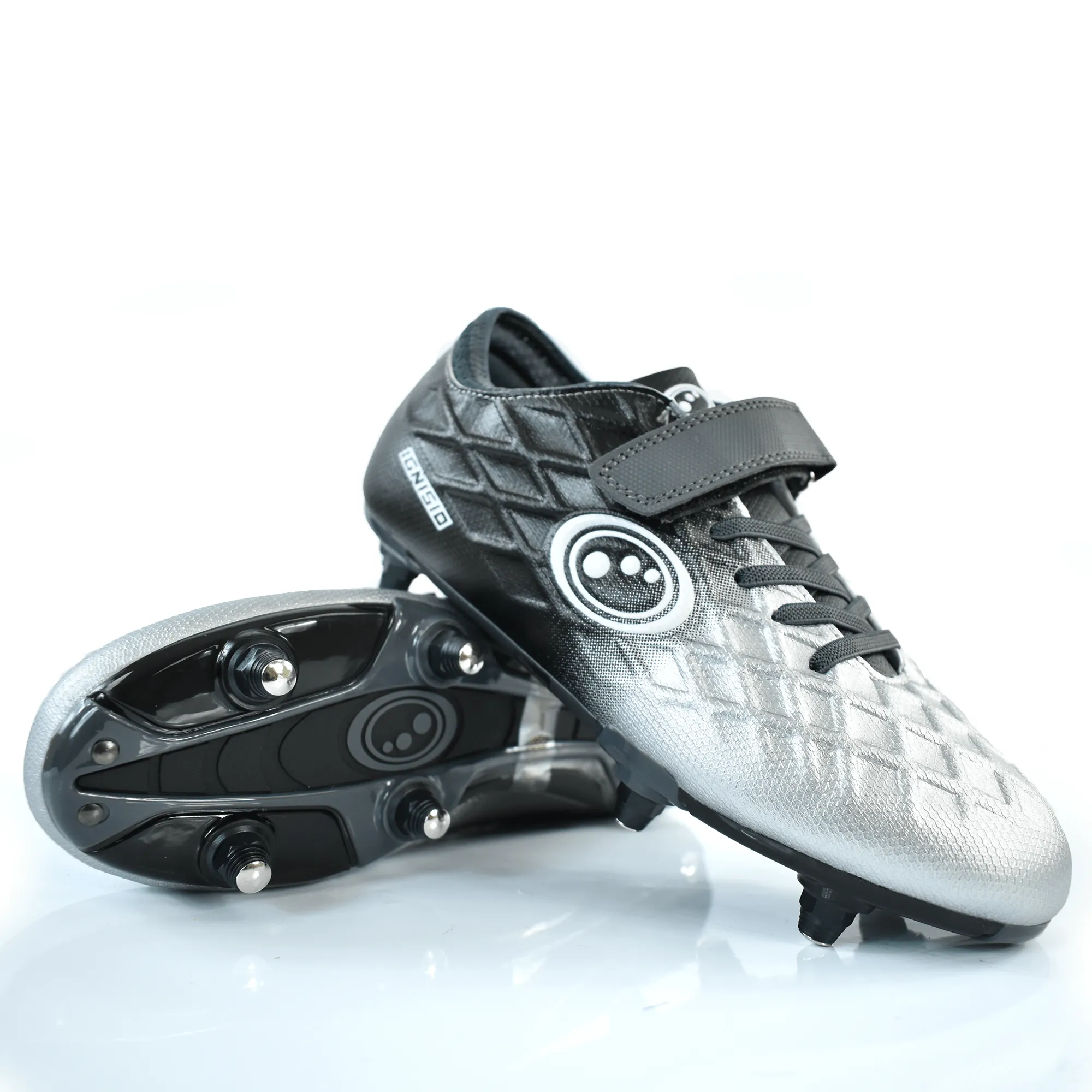 Junior Silver Fade Ignisio Easy Fasten 6 Stud Football Boot