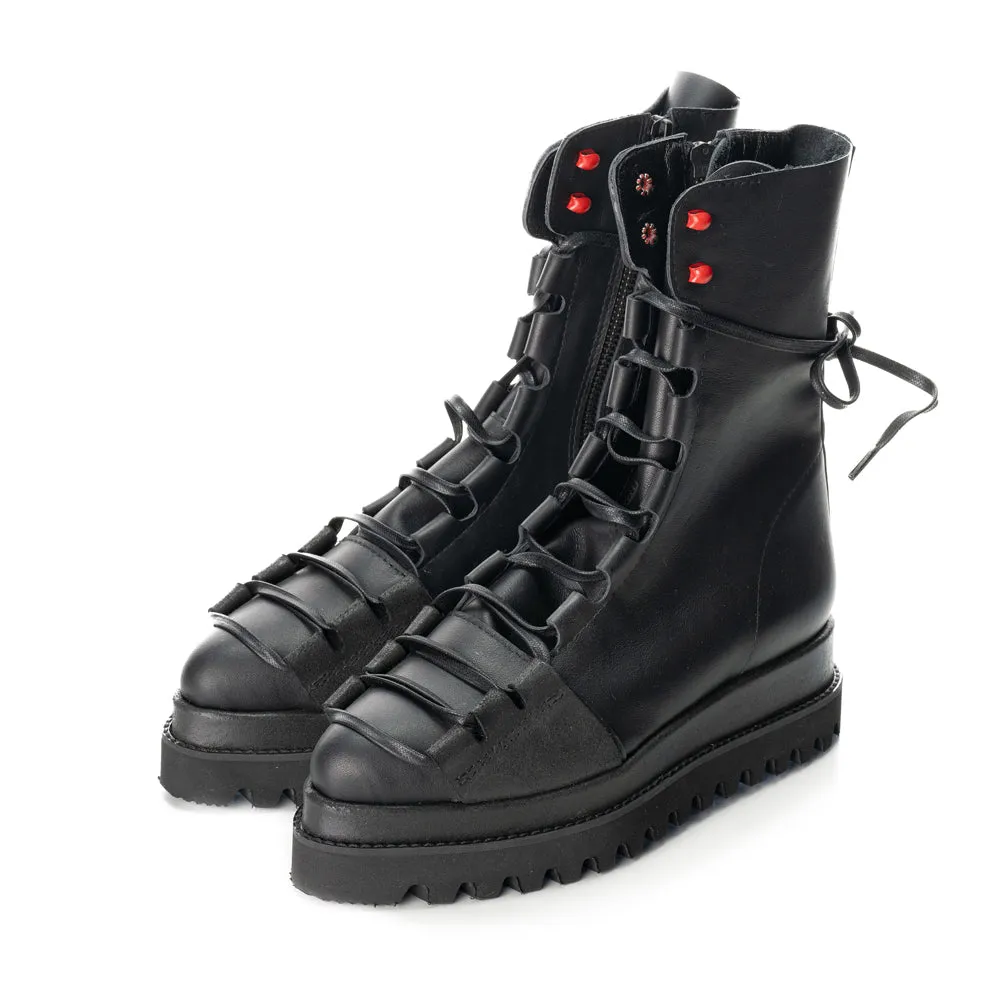 Laces Affair and Red Dots combat booties