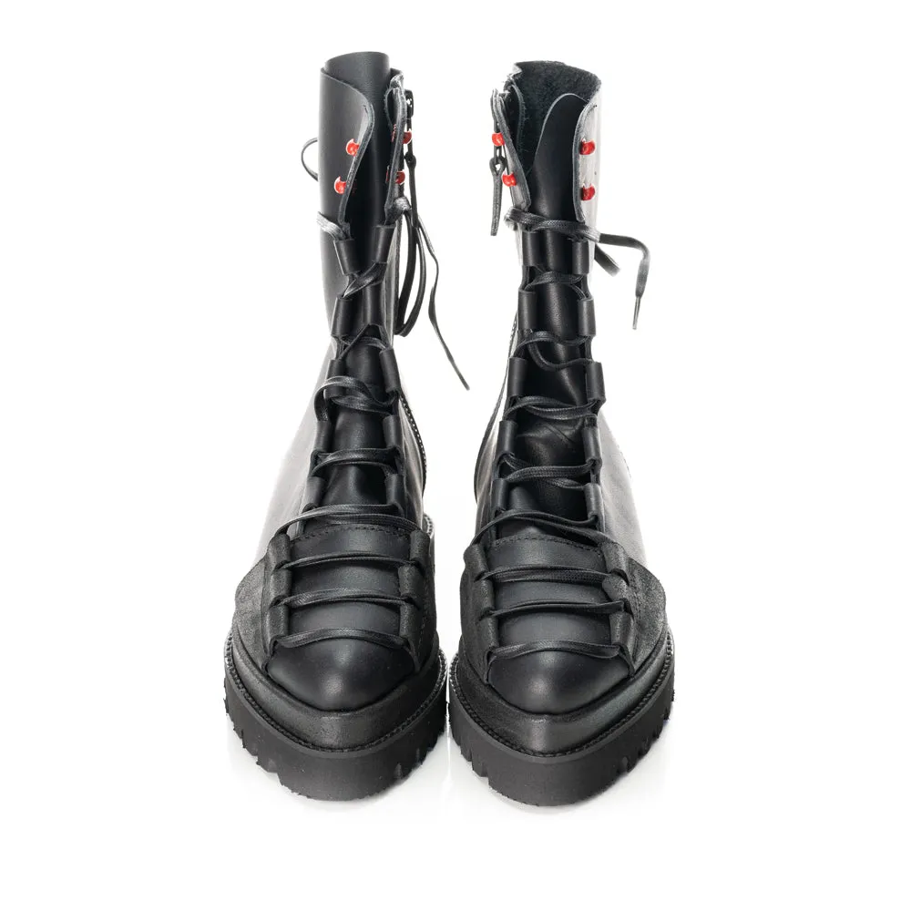 Laces Affair and Red Dots combat booties
