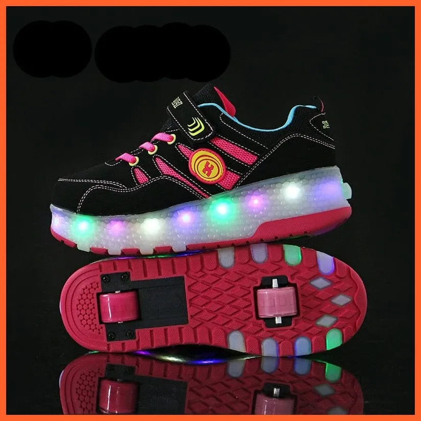 Led Light Up Shoes With Two Wheels For Children