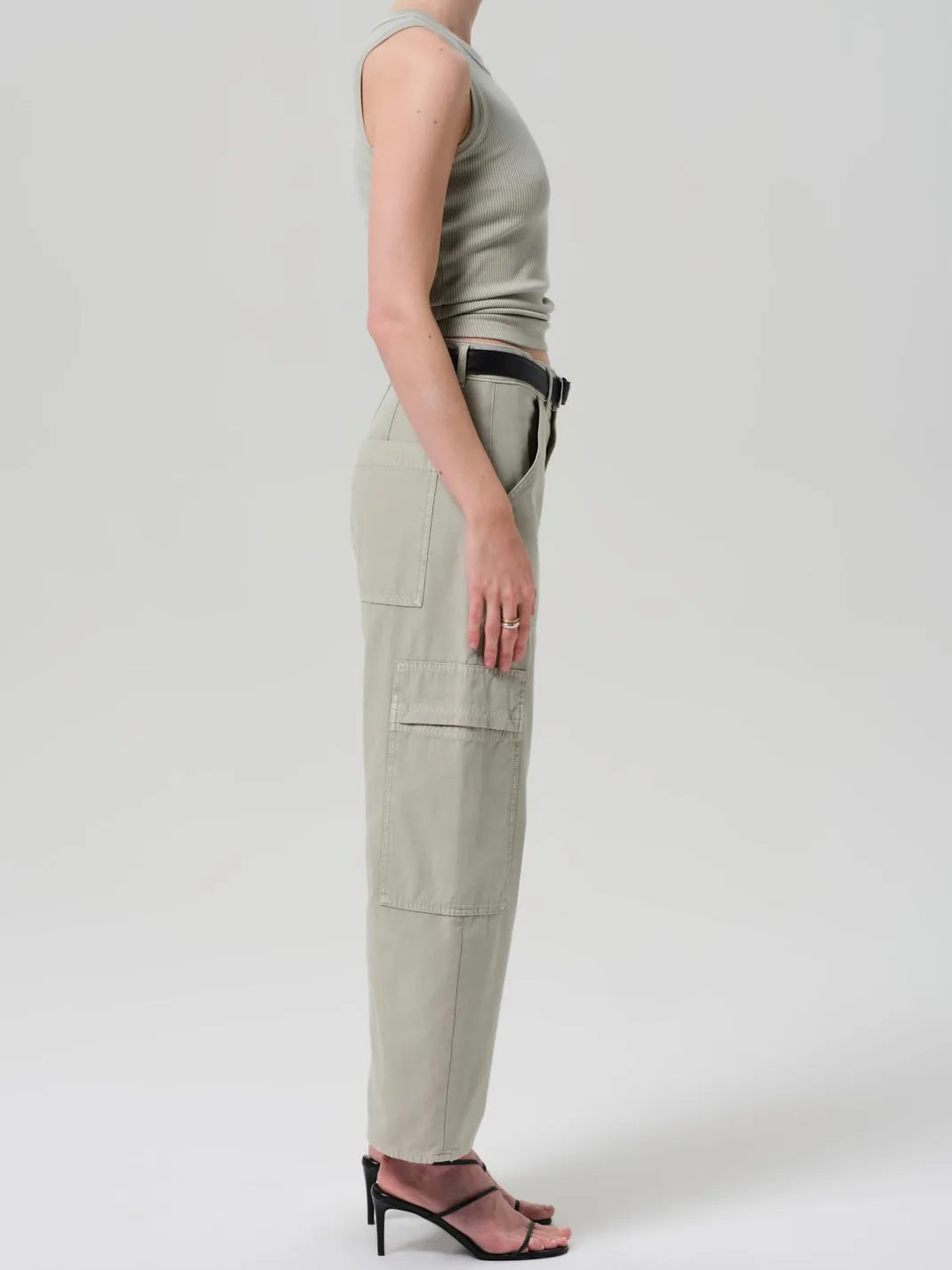 Marcelle Low Slung Easy Leg Cargo - Matcha