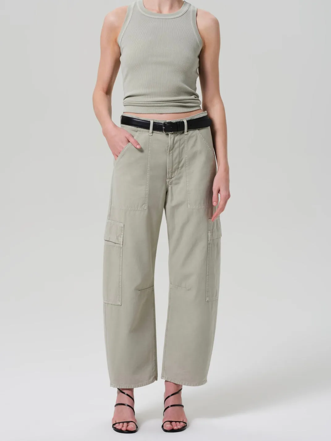 Marcelle Low Slung Easy Leg Cargo - Matcha
