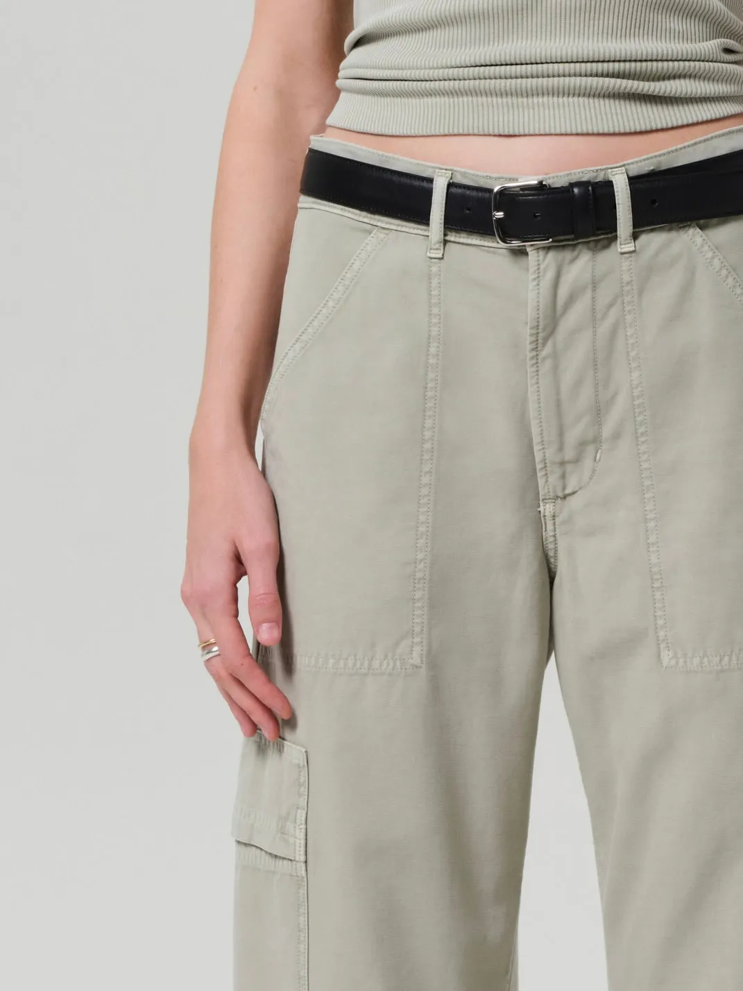 Marcelle Low Slung Easy Leg Cargo - Matcha