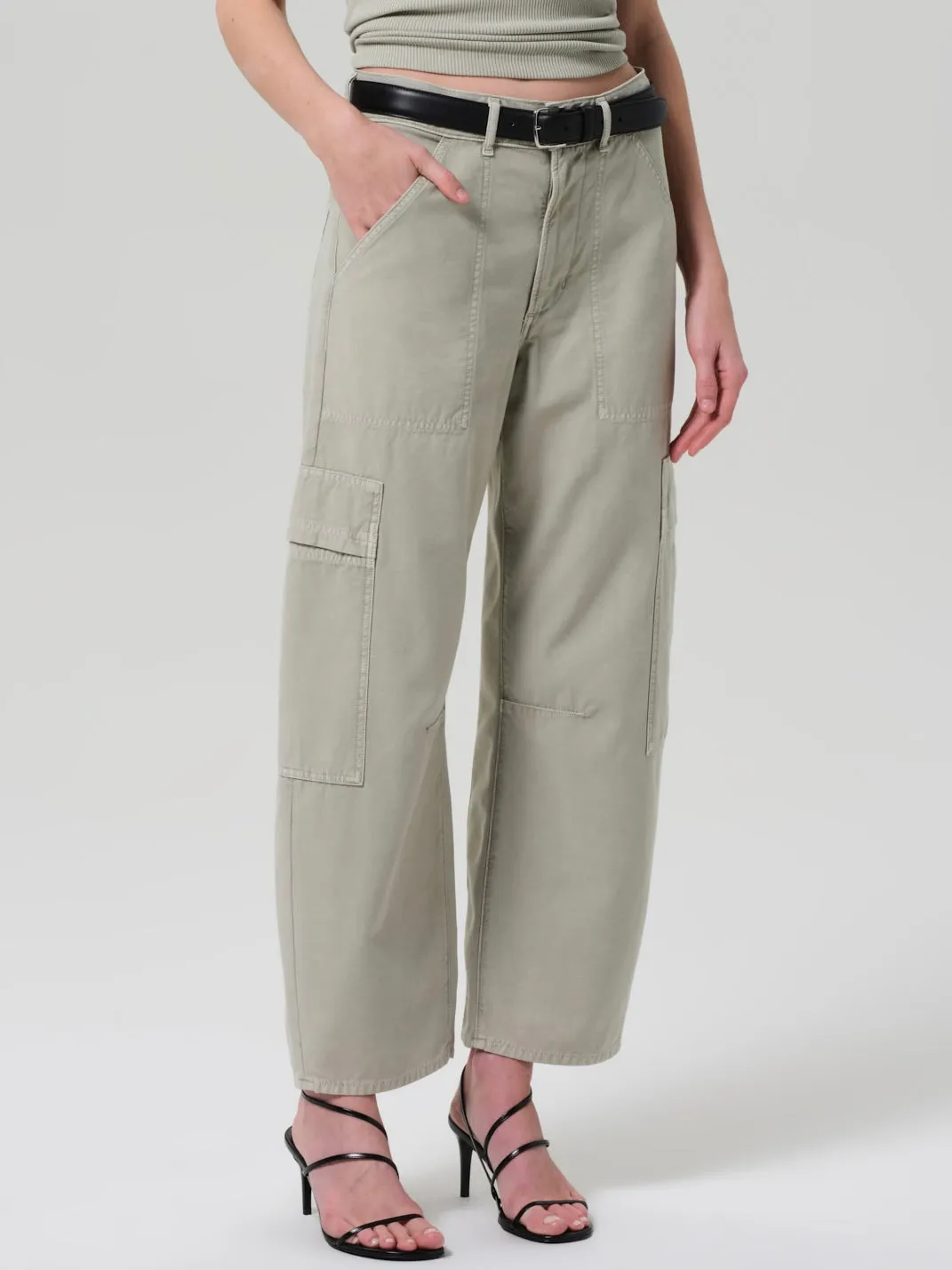 Marcelle Low Slung Easy Leg Cargo - Matcha