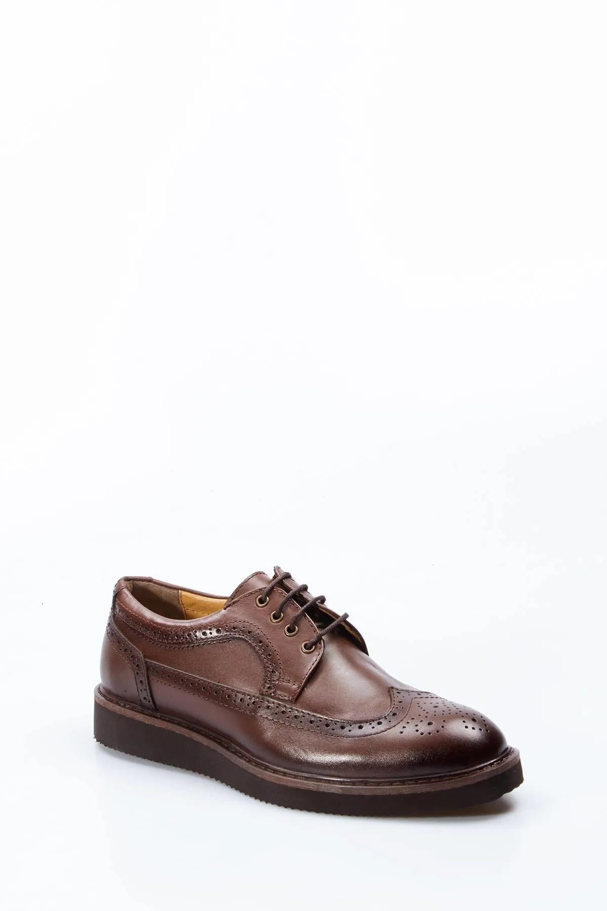 Men's Brown Brogue Leather Shoes - Wessi