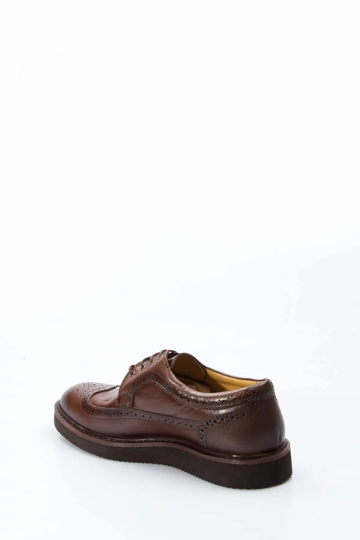 Men's Brown Brogue Leather Shoes - Wessi