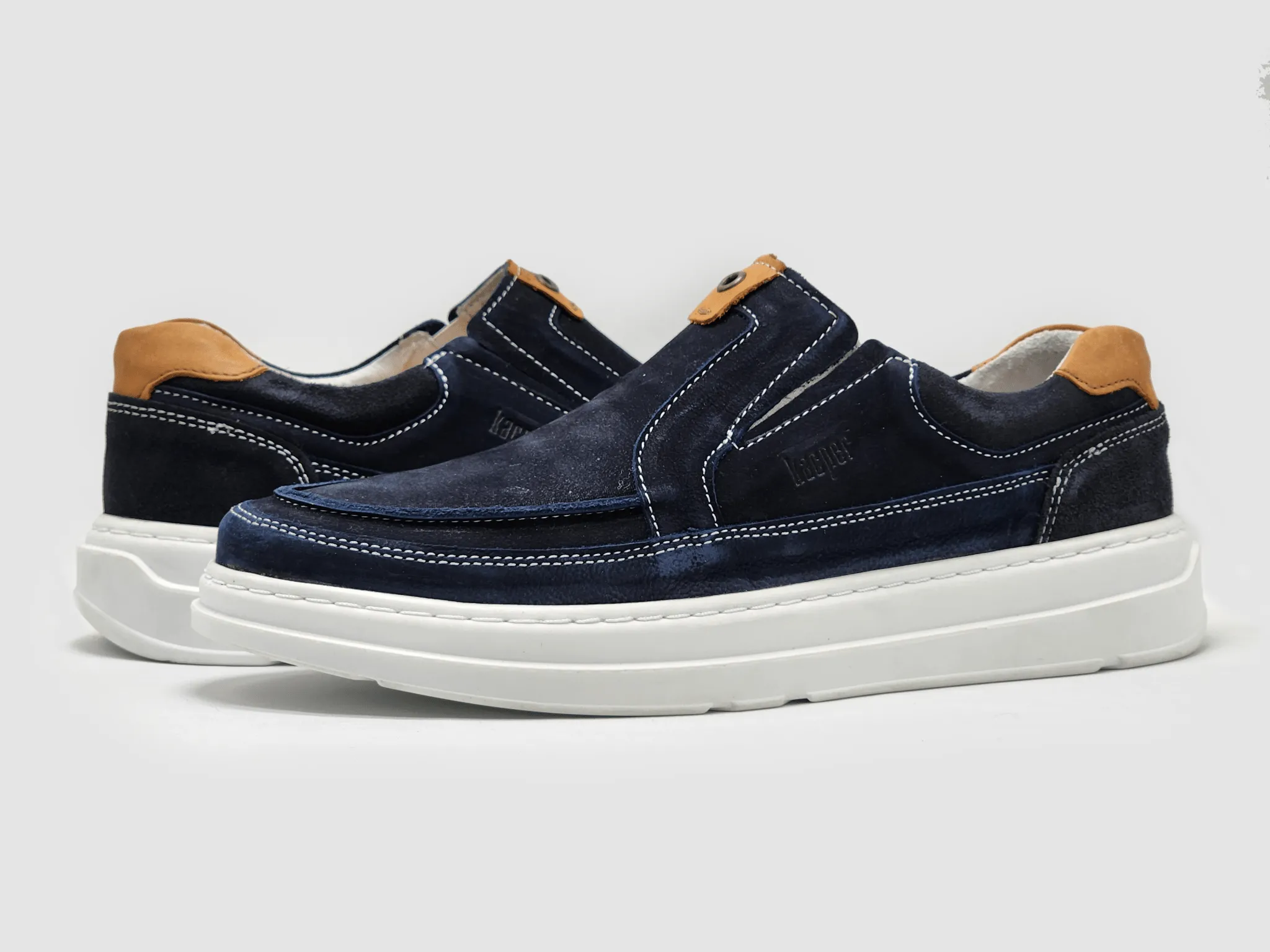 Men's Casual Slip-On Leather Shoes - Blue