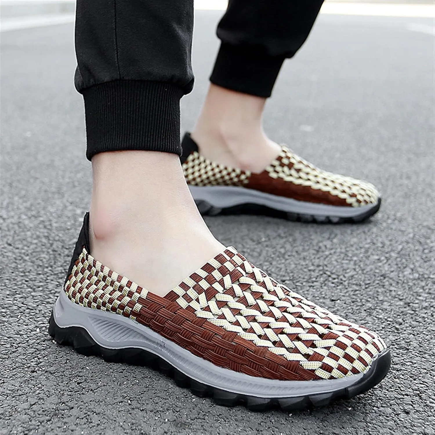 Men's Elastic Stretch Athletic Non Slip Fashion Sneakers Lightweight Breathable Walking Shoes Mesh Workout Casual Running Shoes