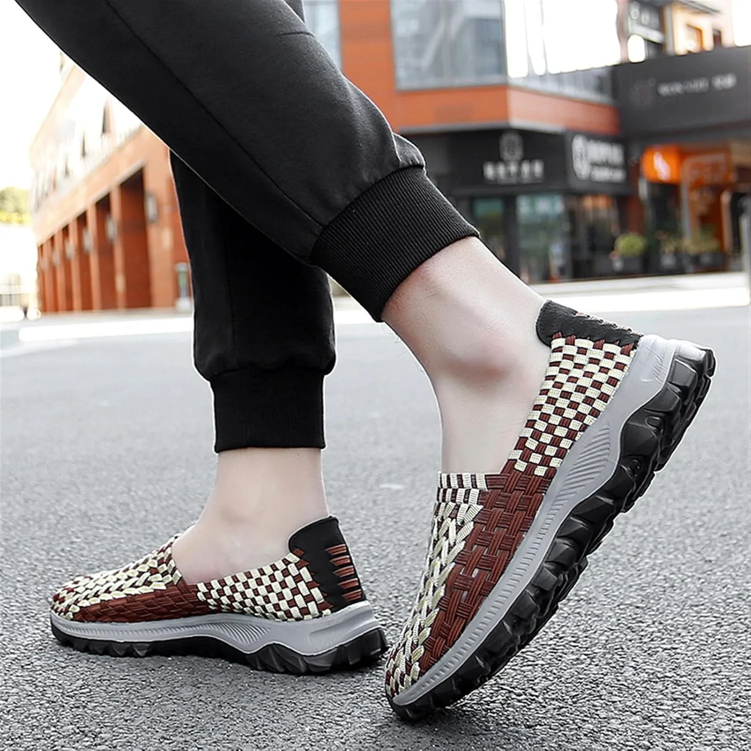 Men's Elastic Stretch Athletic Non Slip Fashion Sneakers Lightweight Breathable Walking Shoes Mesh Workout Casual Running Shoes