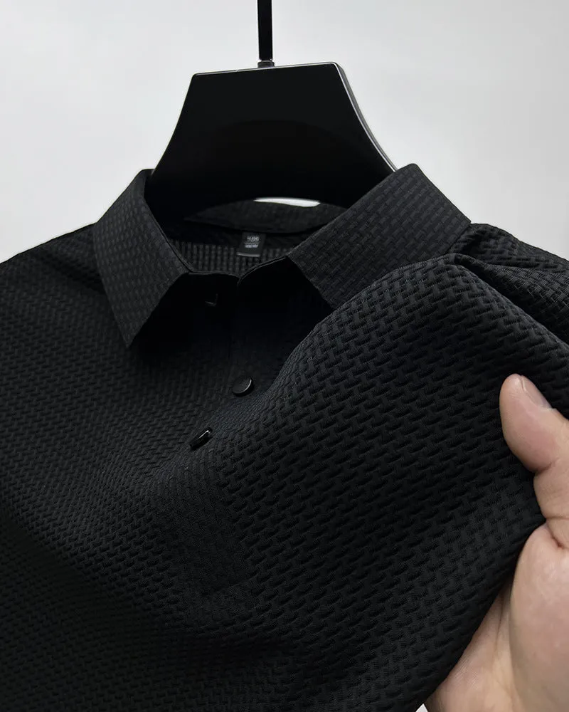 Mesh Ice Silk Short Sleeve T-Shirt – Breathable Summer Men's Clothing, Loose Fit, Business Casual Style