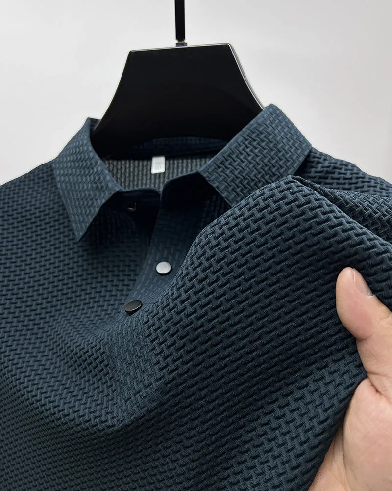 Mesh Ice Silk Short Sleeve T-Shirt – Breathable Summer Men's Clothing, Loose Fit, Business Casual Style