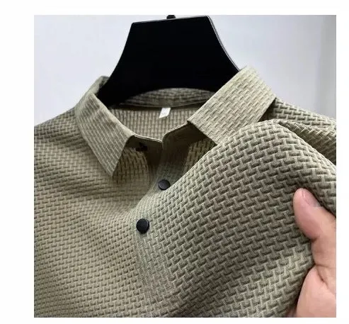 Mesh Ice Silk Short Sleeve T-Shirt – Breathable Summer Men's Clothing, Loose Fit, Business Casual Style