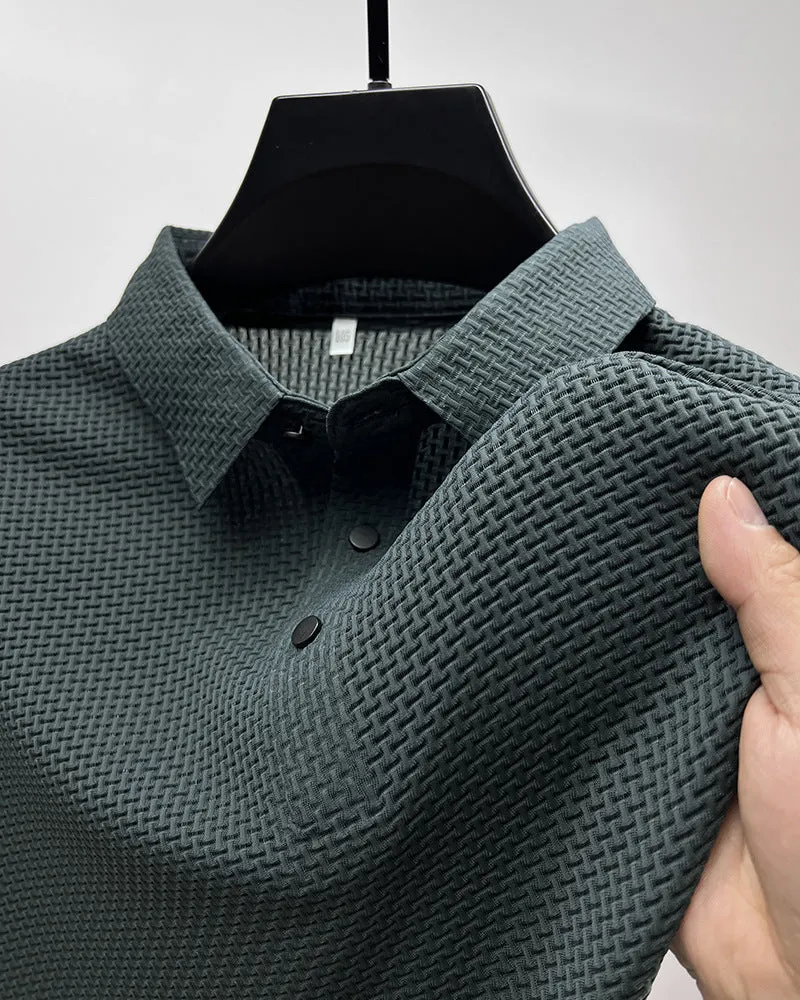 Mesh Ice Silk Short Sleeve T-Shirt – Breathable Summer Men's Clothing, Loose Fit, Business Casual Style