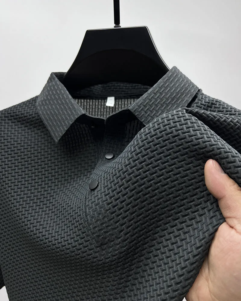 Mesh Ice Silk Short Sleeve T-Shirt – Breathable Summer Men's Clothing, Loose Fit, Business Casual Style