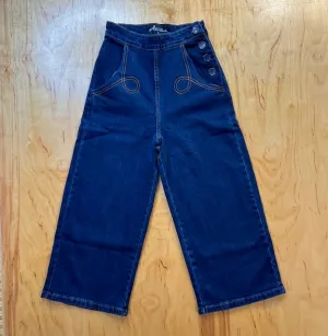Midge Button Clam Digger Jeans in Indigo by Astro Bettie