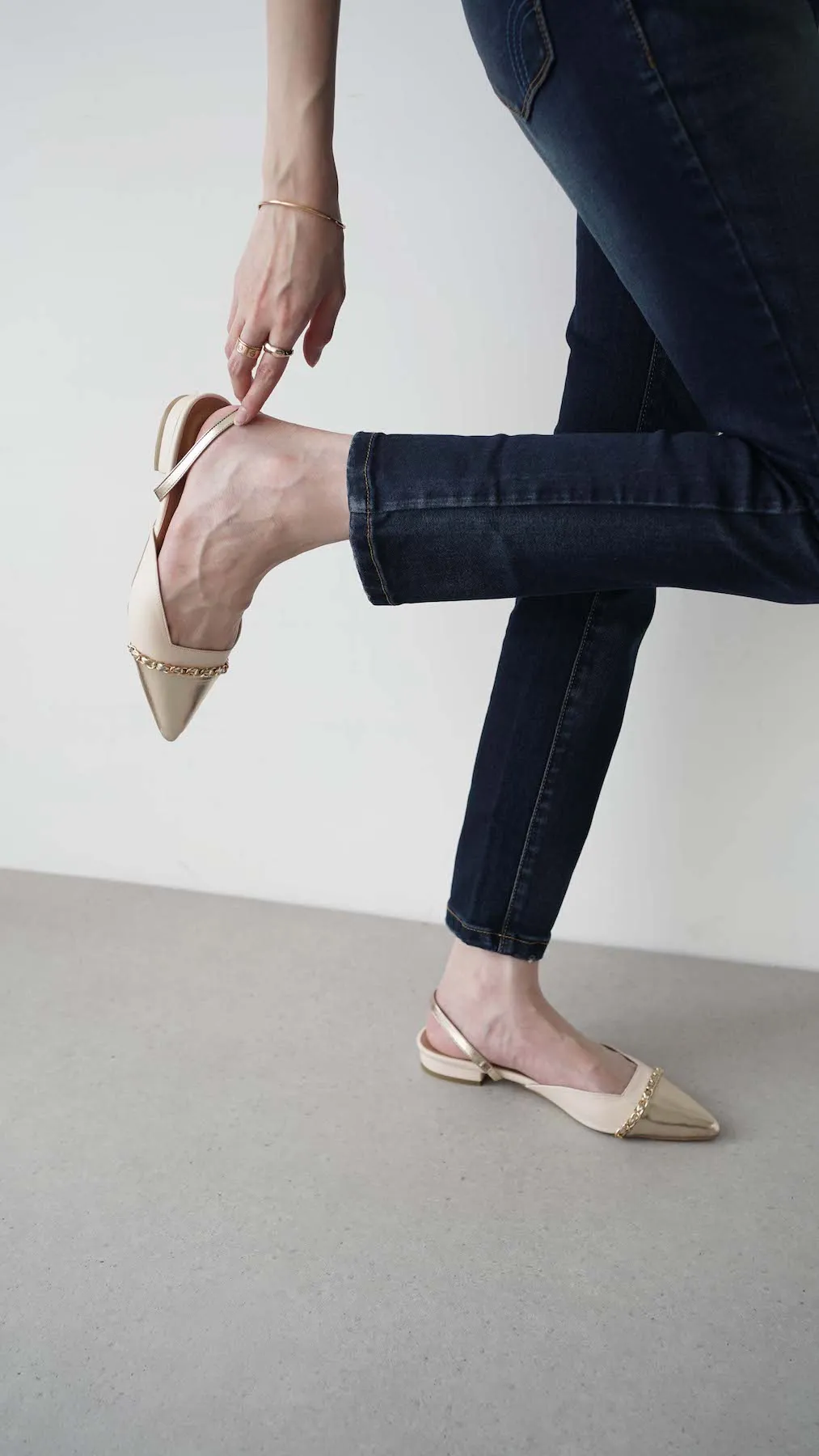 Millie Flats In Gold (5 Pairs Left)