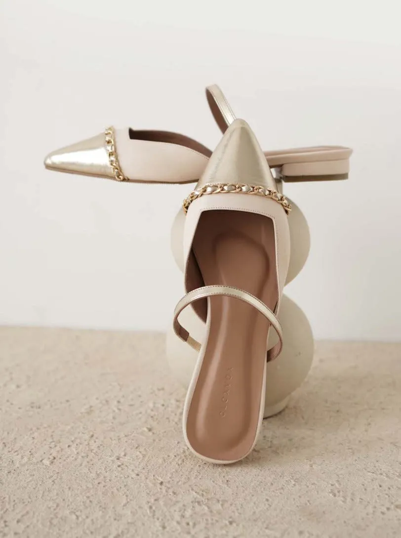 Millie Flats In Gold (5 Pairs Left)