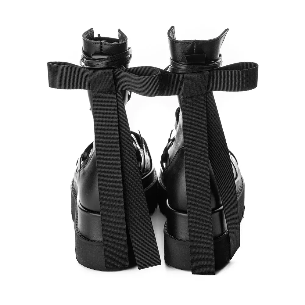 My Romantic Way black leather booties