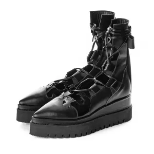 My Romantic Way black leather booties