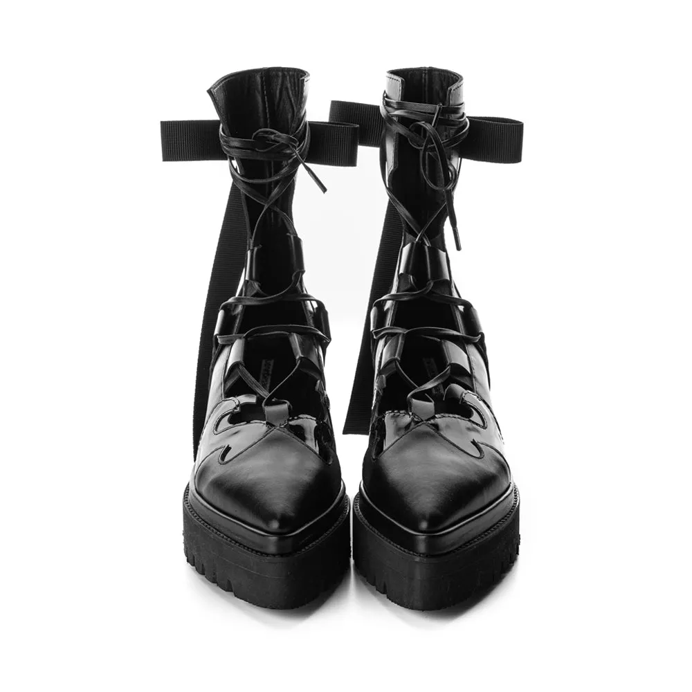 My Romantic Way black leather booties