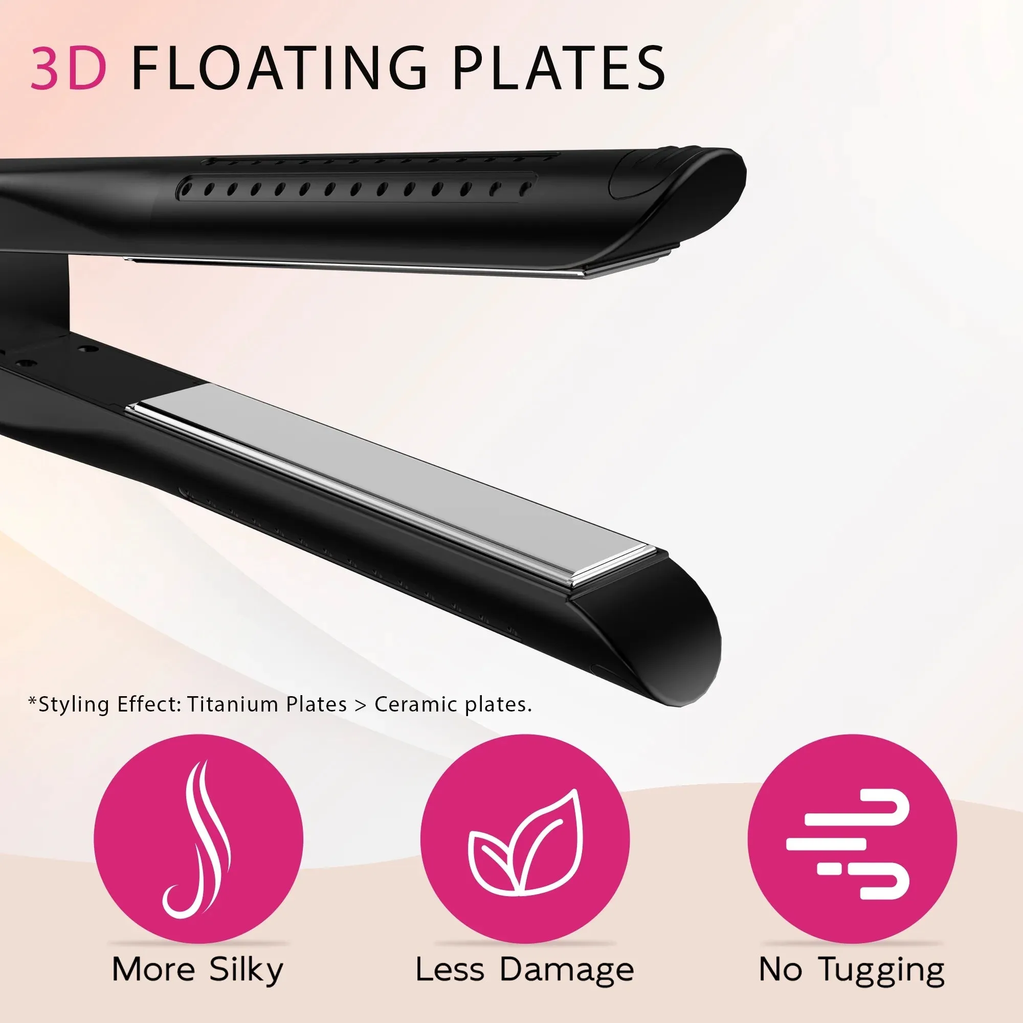 Nicebay Hair Straightener, Airflow Styling, 1 inch Curling Wand Cool Air Vent, 5 Temp, Dual Voltage