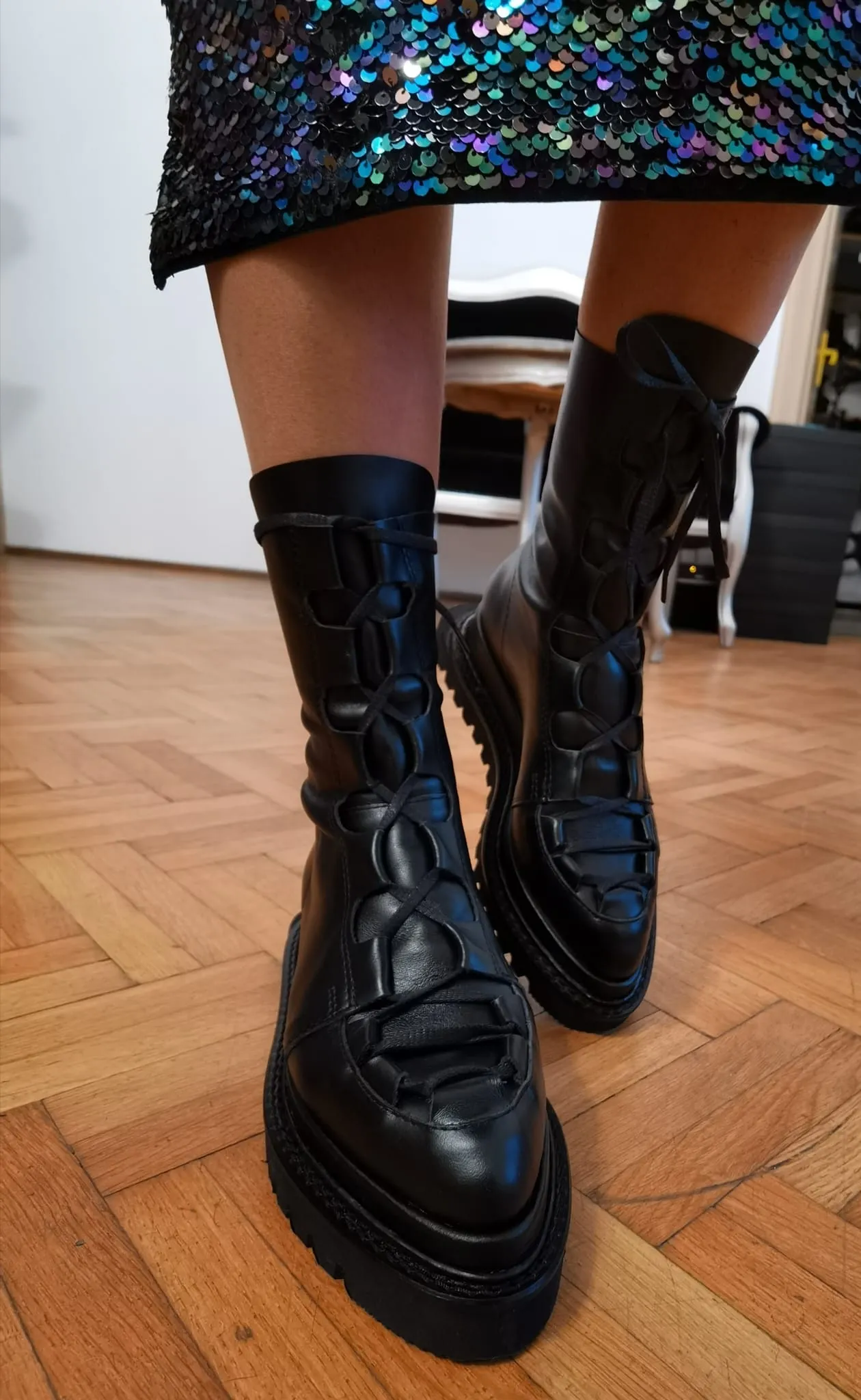 No More Tricks black leather boots