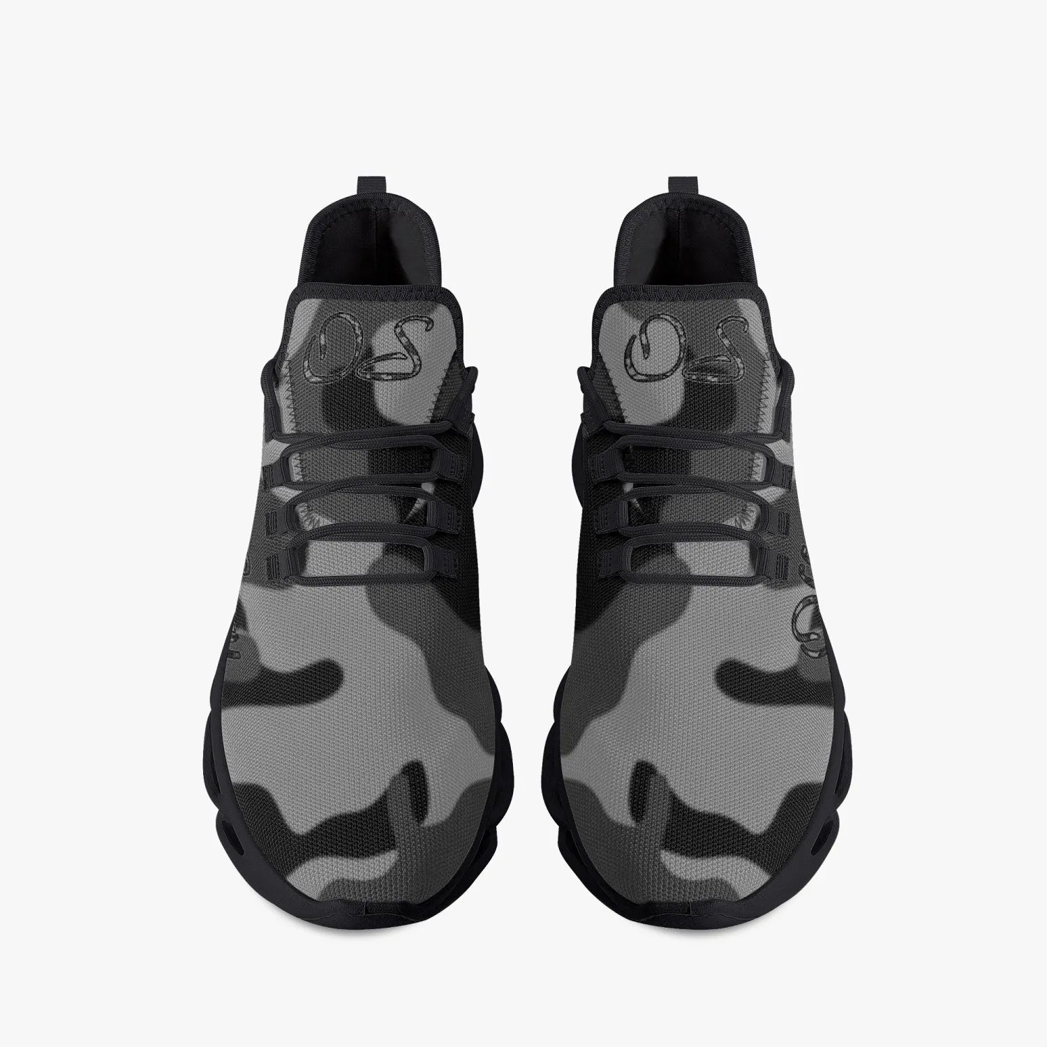 Officially Sexy Grey Army Camouflage Collection Bounce Mesh Knit Sneakers - Black