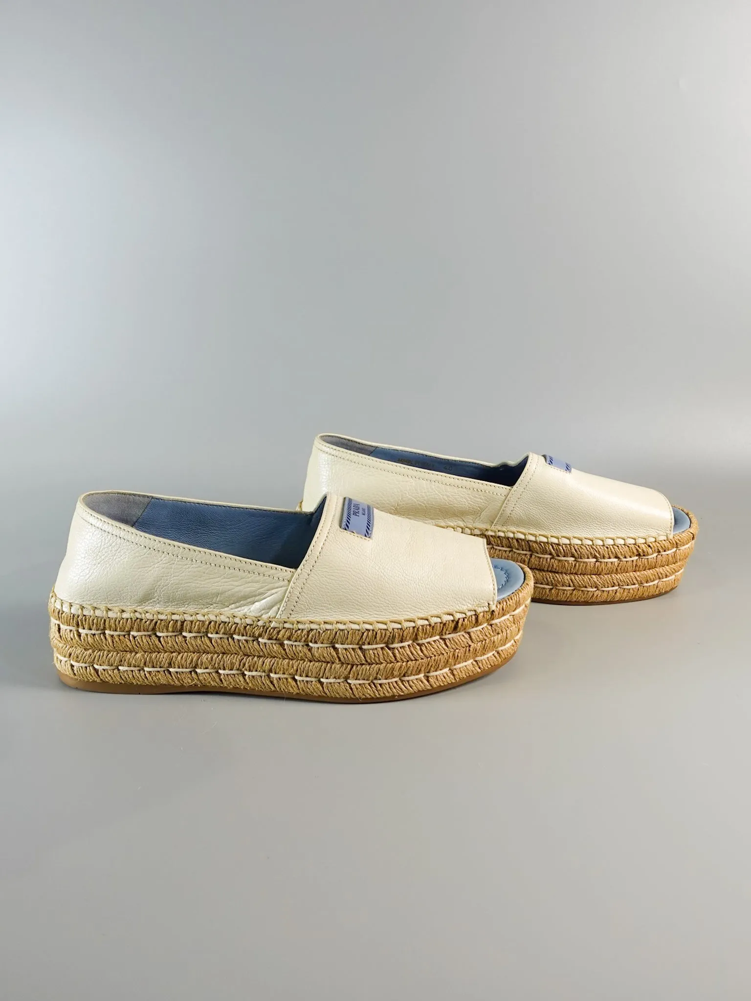Open Toe Platform Espadrilles in Off White Size 40 (26.5cm)