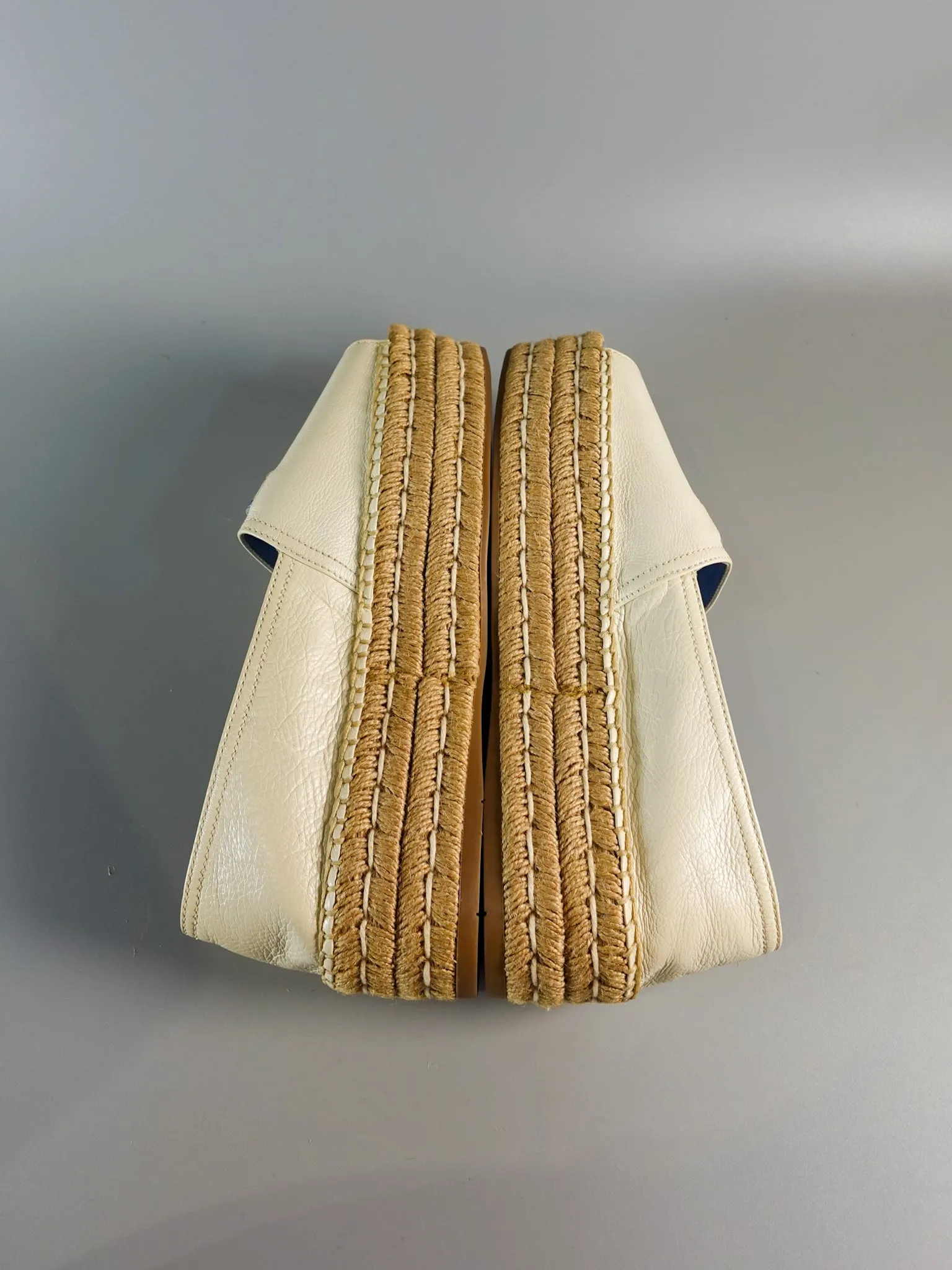 Open Toe Platform Espadrilles in Off White Size 40 (26.5cm)
