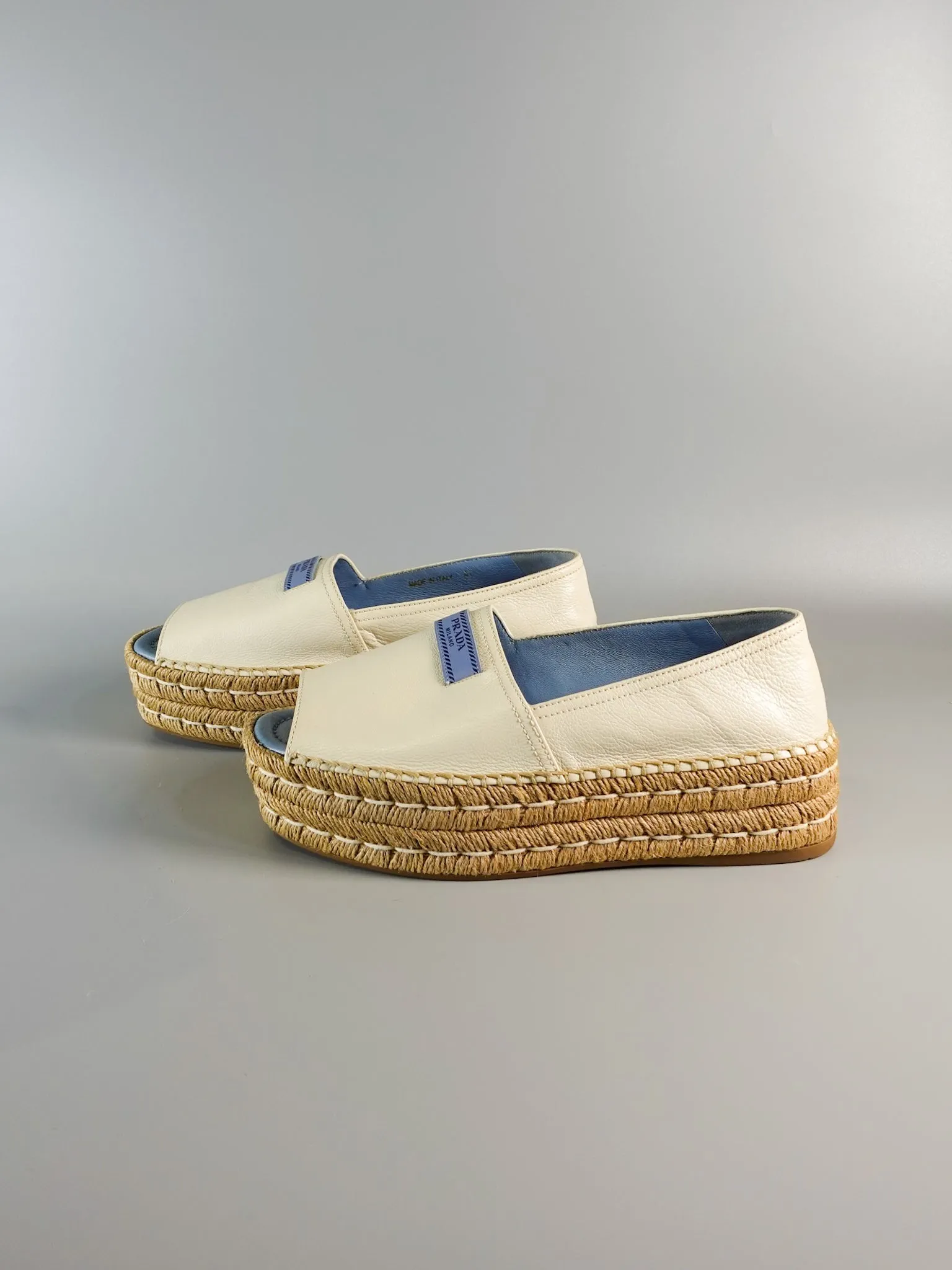 Open Toe Platform Espadrilles in Off White Size 40 (26.5cm)