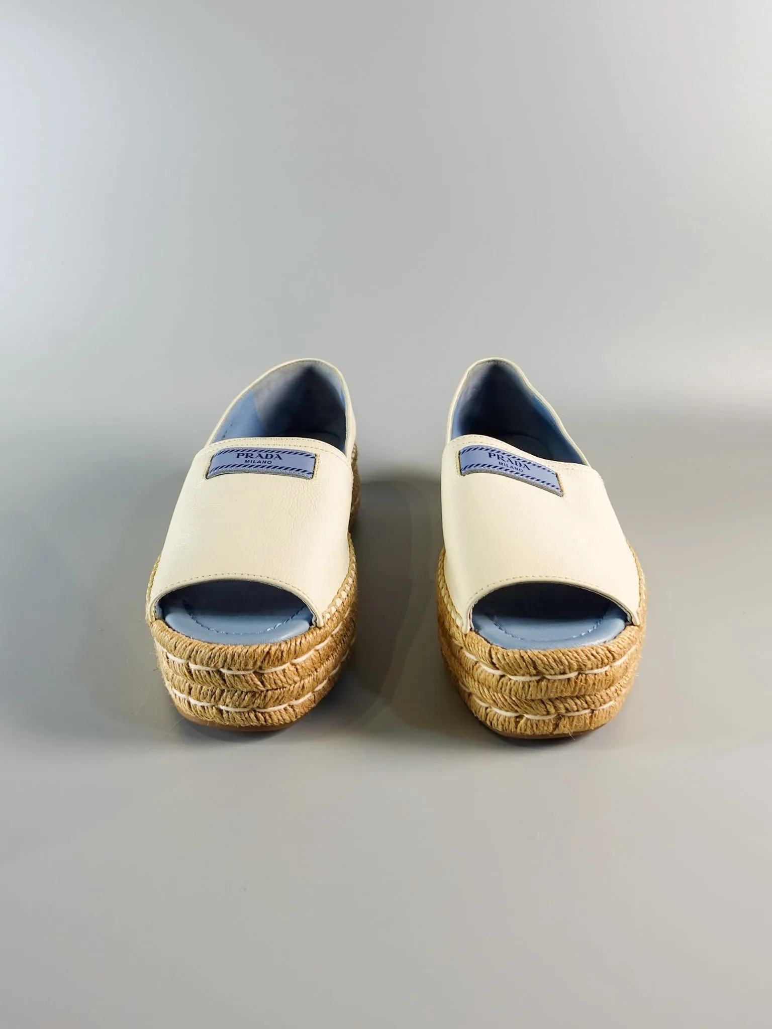 Open Toe Platform Espadrilles in Off White Size 40 (26.5cm)