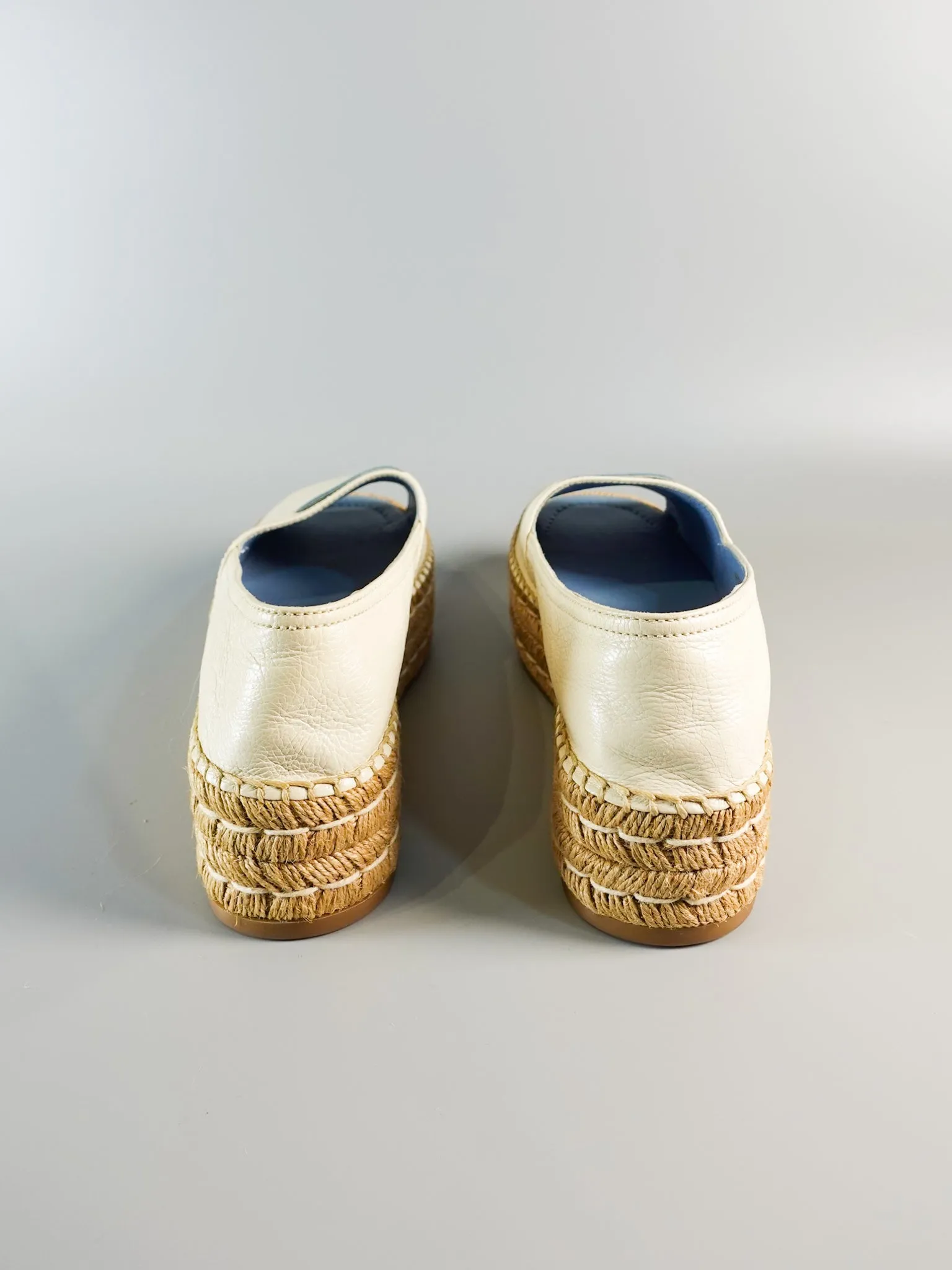 Open Toe Platform Espadrilles in Off White Size 40 (26.5cm)