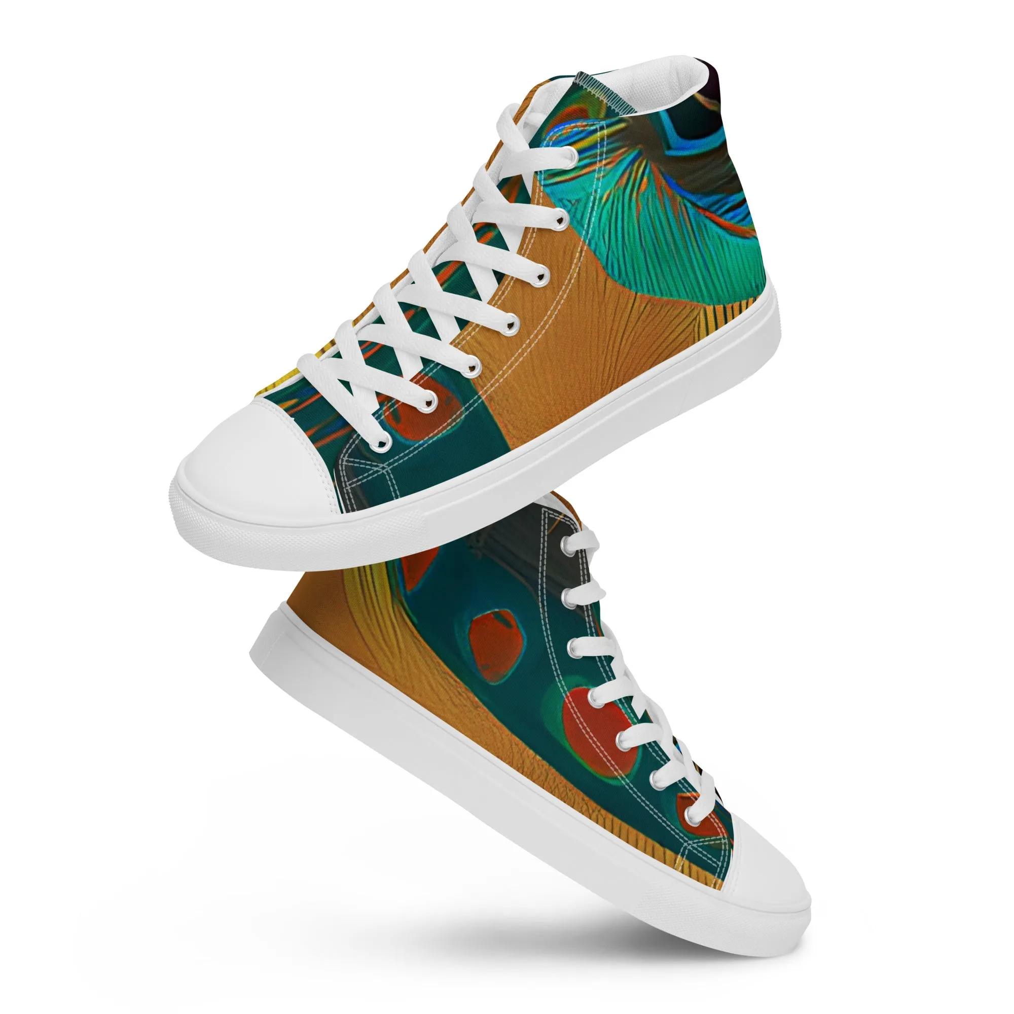 Peacock Dreams Men’s High Top Canvas Shoes
