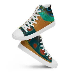 Peacock Dreams Men’s High Top Canvas Shoes